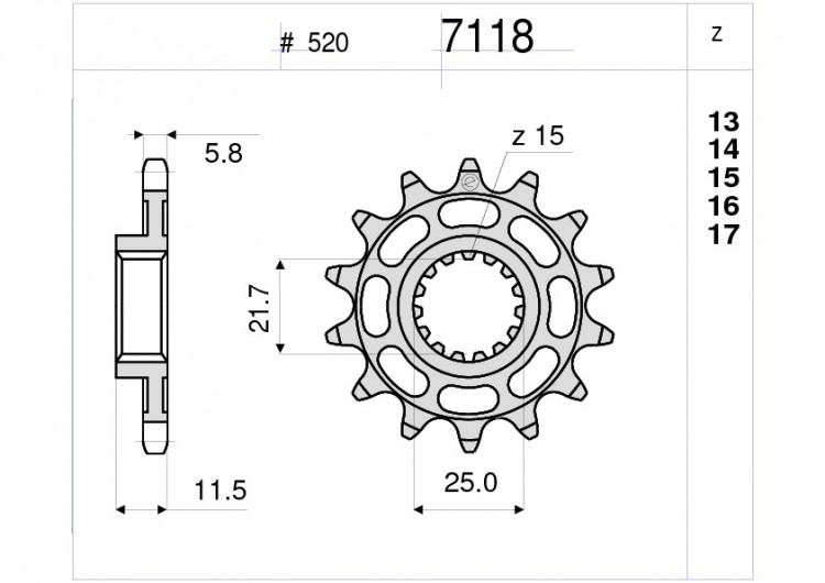 Звезда ведущая Ognibene 7118-Z16 (JTF1902.16)