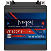 АКБ VEKTOR VT 1207.1 EB7-3 YTX7L-BS, YTX7L (113 x 70 x 130) 6Ач (CT1207.1)