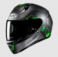 Шлем (интеграл)  HJC C10 ASPA MC4SF черный/зеленый глянцевый  M