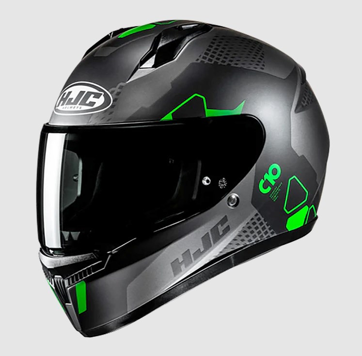 Шлем (интеграл)  HJC C10 ASPA MC4SF черный/зеленый глянцевый  M