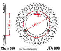 Звезда ведомая алюминиевая JTA808.50
