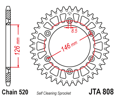 Звезда ведомая алюминиевая JTA808.50