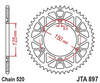 Звезда ведомая алюминиевая JTA897.47ORG