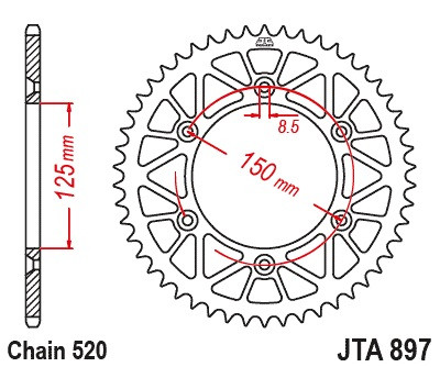 Звезда ведомая алюминиевая JTA897.47ORG