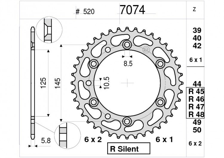 Звезда ведомая Ognibene 7074-R48 (JTR855.48)