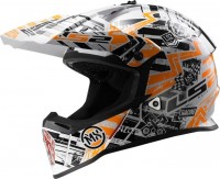 Шлем LS2 MX437 Fast Mini Glitch (черно-оранжевый) - S