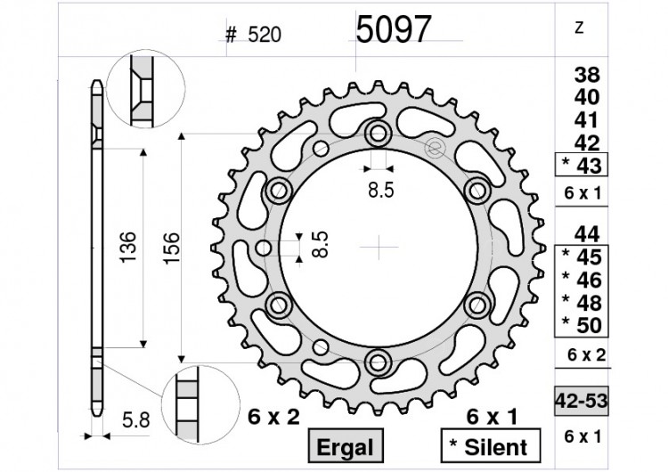 Звезда ведомая Ognibene 5097-041 (JTR822.41)