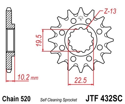 Звезда ведущая JTF432.13 SC (с самоочисткой)
