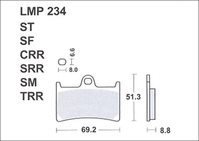 Колодки дискового тормоза AP Racing LMP234 STR (FDB605 / FA252)