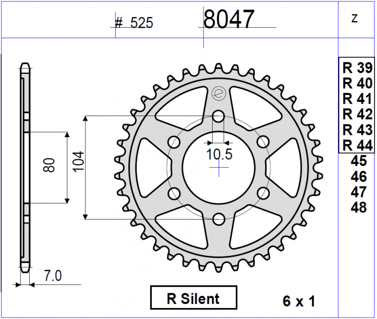 Звезда ведомая Ognibene 8047-R41 (JTR1489.41)