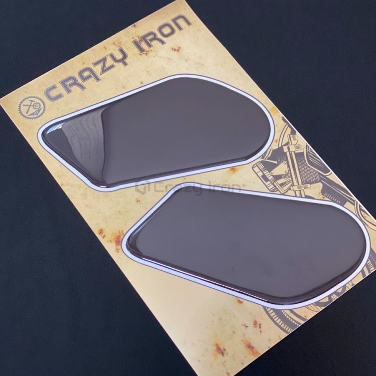 Наклейка на бак Crazy Iron, боковая скругленная, черная