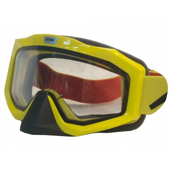 Очки мотокросс/снегоход (двойное стекло) ATAKI HB-811 желтые глянцевые