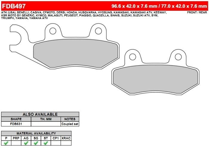 Тормозные колодки Ferodo Platinum FDB497P (LMP211 / FA135)
