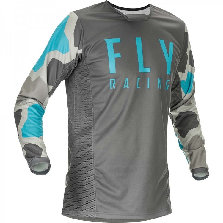 Футболка для мотокросса FLY RACING KINETIC K221 серый/синий (2021) M