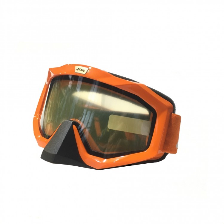 Очки мотокросс/снегоход (двойное стекло) ATAKI HB-811 оранжевые глянцевые