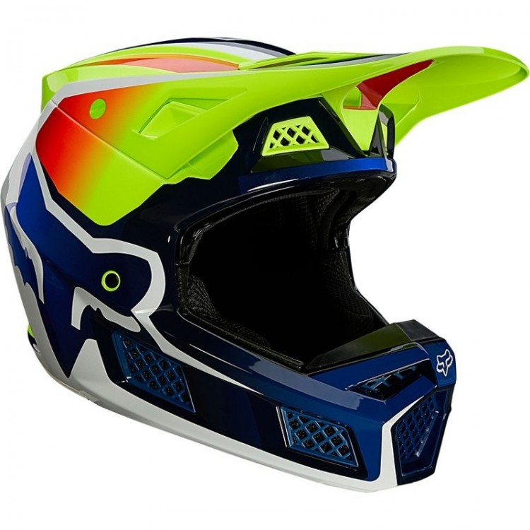 Мотошлем Fox V3 RS Wired Helmet (Flow Yellow, M, 2021)