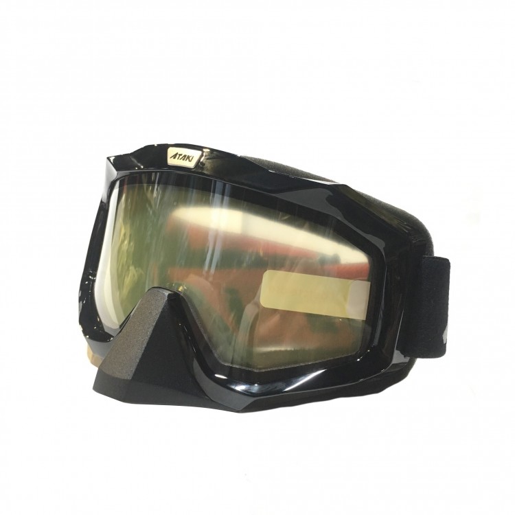 Очки мотокросс/снегоход (двойное стекло) ATAKI HB-811 черные глянцевые