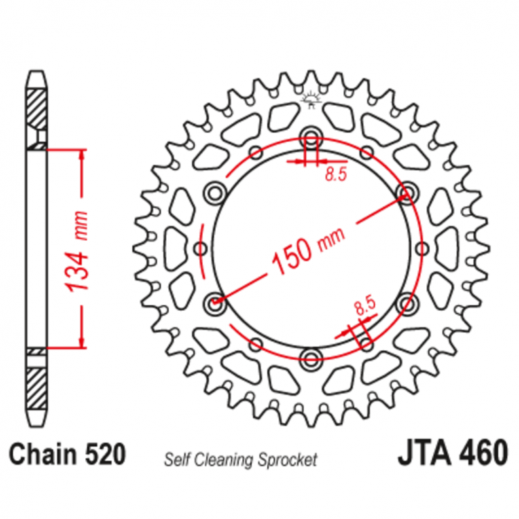 Звезда ведомая алюминиевая JTA460.50