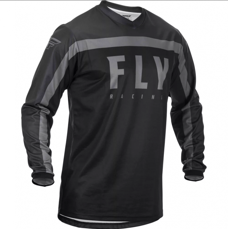 Футболка для мотокросса FLY RACING F-16 чёрная/серая (2020)   M