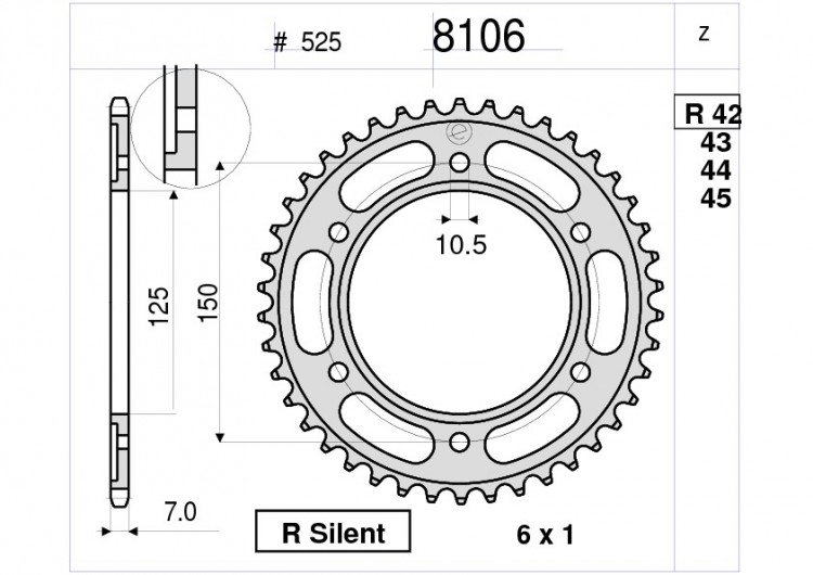 Звезда ведомая Ognibene 8106-R42 (JTR899.42)