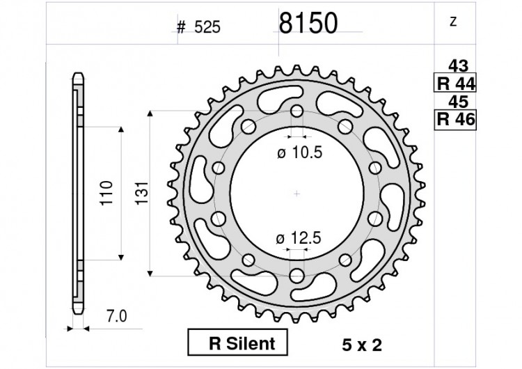 Звезда ведомая Ognibene 8150-R44 (JTR7.44)