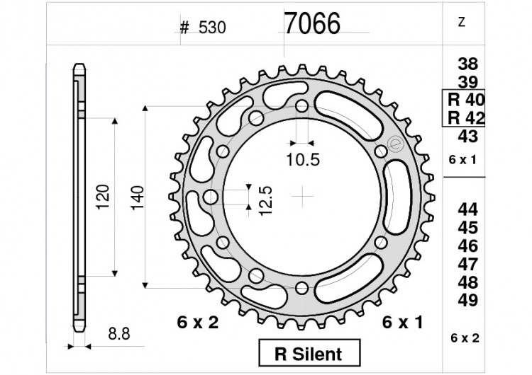 Звезда ведомая Ognibene 7066-R42 (JTR499.42)