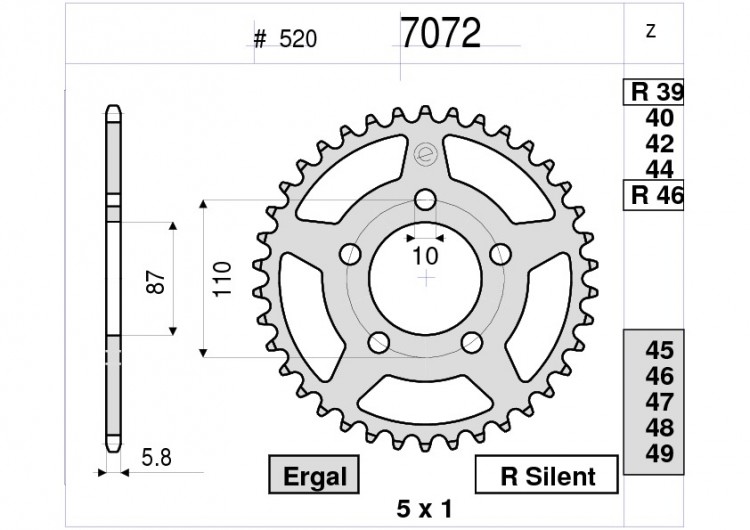 Звезда ведомая Ognibene 7072-R46 (JTR823.46)