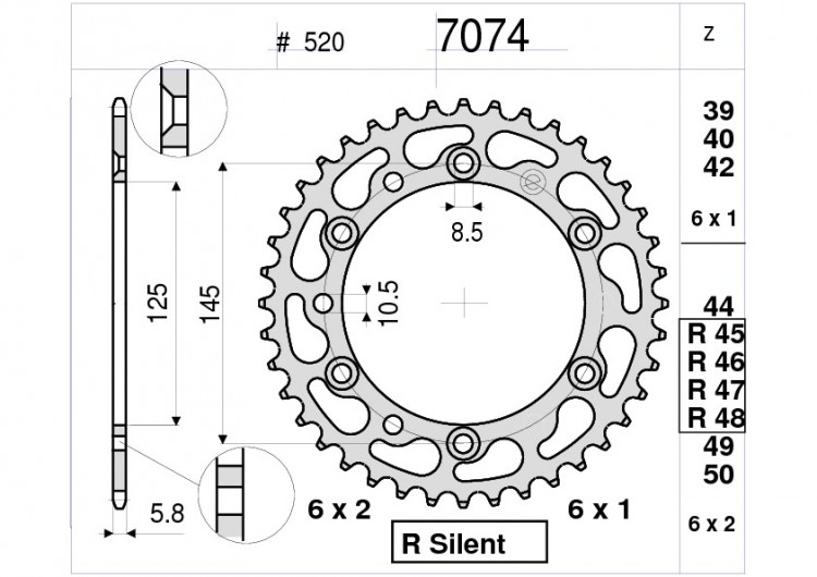 Звезда ведомая Ognibene 7074-R45 (JTR855.45)