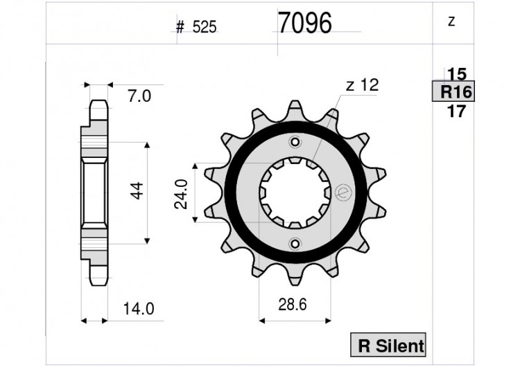 Звезда ведущая Ognibene 7096-R16 (JTF314.16)