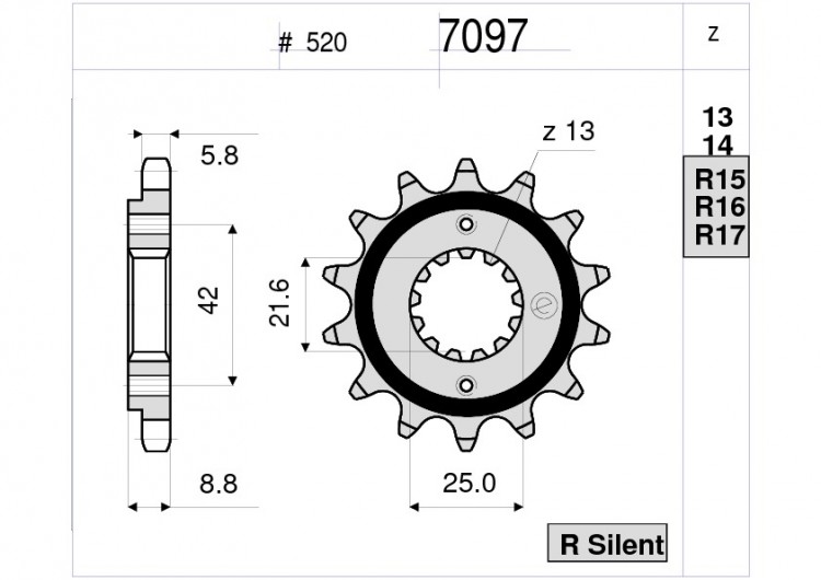 Звезда ведущая Ognibene 7097-Z14 (JTF516.14)