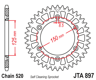 Звезда ведомая алюминиевая JTA897.52
