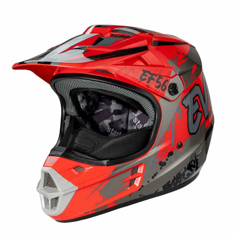 Шлем (кроссовый) Starks EF5 Base MX Красный/Серый глянец ABC L