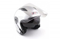 Шлем (открытый со стеклом) Ataki JK526 Solid белый глянцевый