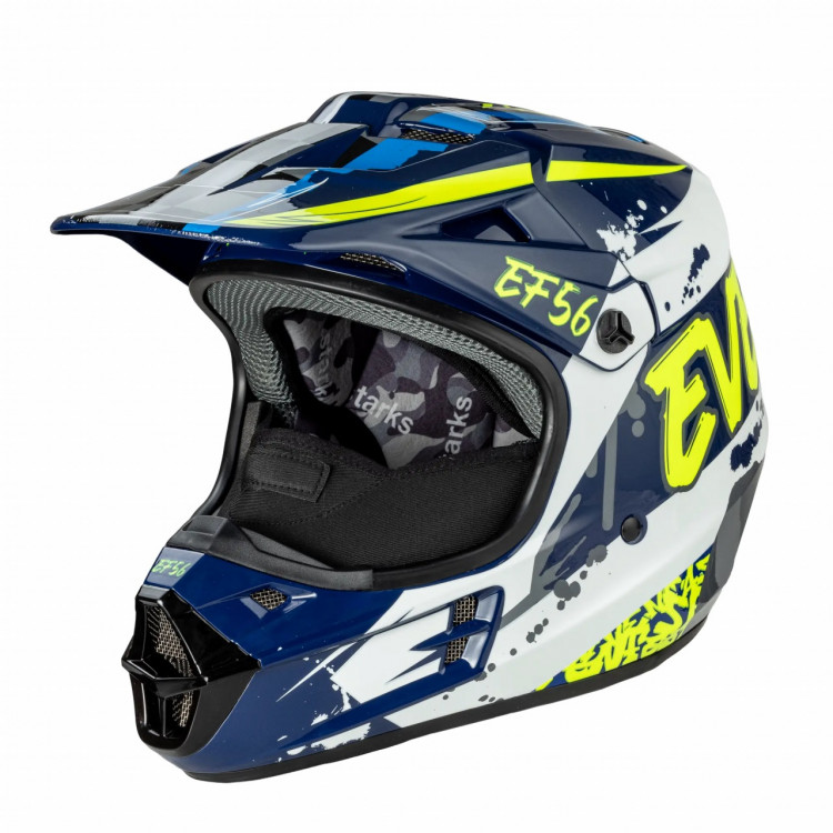 Шлем (кроссовый) Starks EF5 Base MX Синий/Белый/Hi-Viz глянец ABC XL