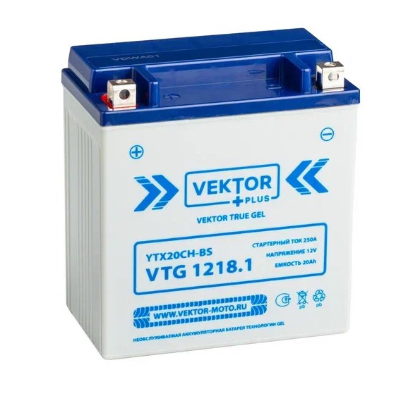 АКБ VEKTOR VTG 1218.1 ETX20CH-BS , YTX20CH-BS 1218.1 (150x87x161)  18 Ач