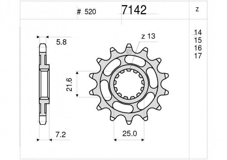 Звезда ведущая Ognibene 7142-Z16 (JTF1536.16)