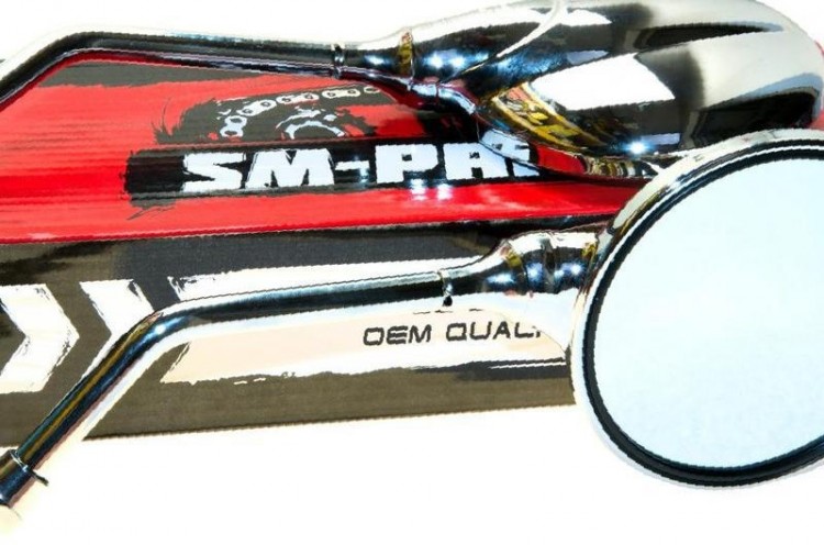 Зеркала мото (пара) SMP-022 прав. резьба M10 хром  SM-PARTS