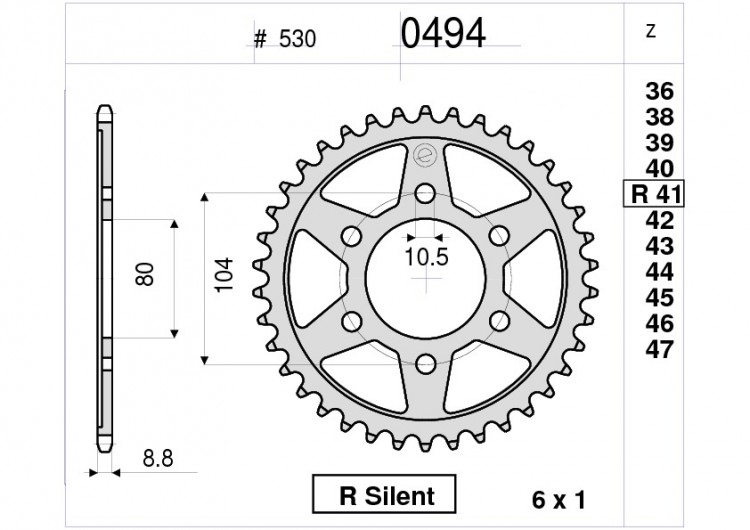 Звезда ведомая Ognibene 494-R41 (JTR488.41)
