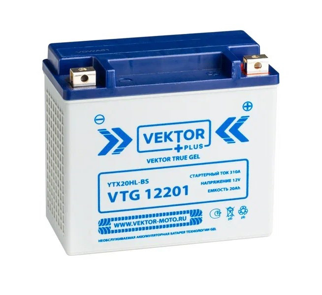 АКБ VEKTOR VTG 12201 EB20H-3 YTX20HL-BS, YTX20HL, YTX20L-BS, YTX20L (175 x 87 x 155) 18Ач (CT12201)