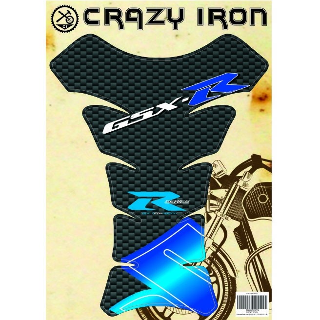 Наклейка на бак Crazy Iron, под карбон [Suzuki GSX-R, синий]