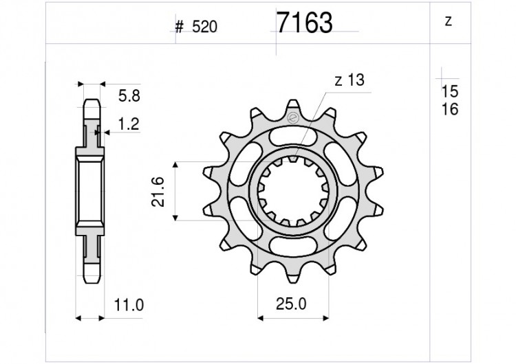 Звезда ведущая Ognibene 7163-Z15 (JTF1581.15)