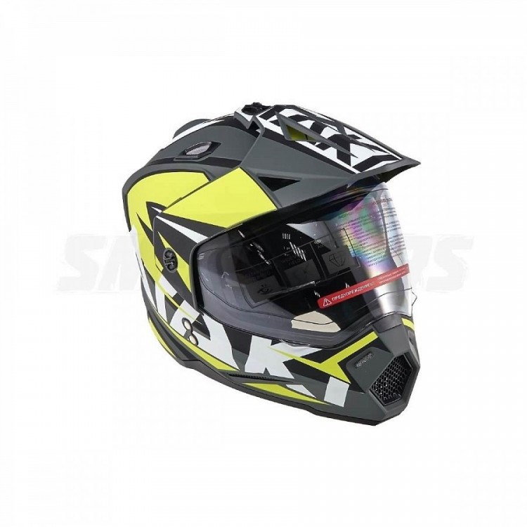 Шлем (мотард) Ataki JK802 Rampage Hi-Vis желтый/серый матовый  L