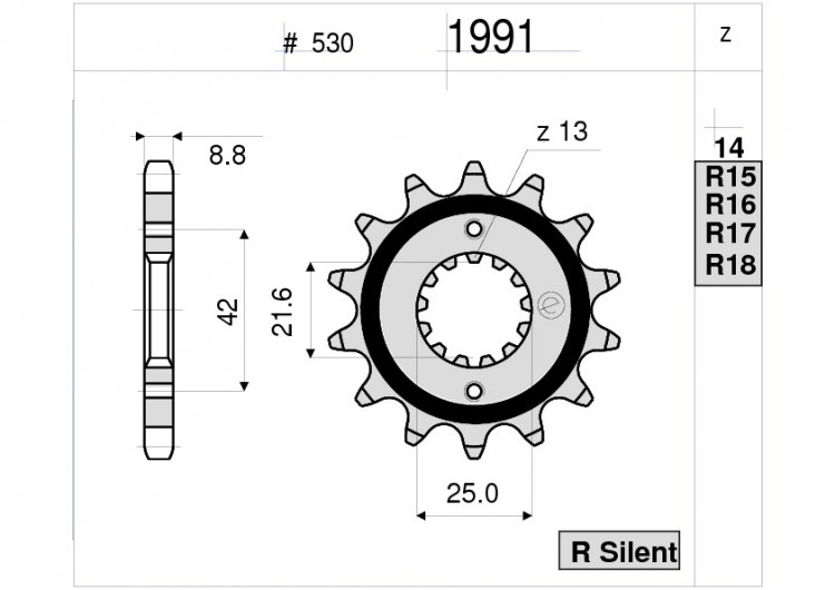 Звезда ведущая Ognibene 1991-R17 (JTF519.17 / JTF513.17)