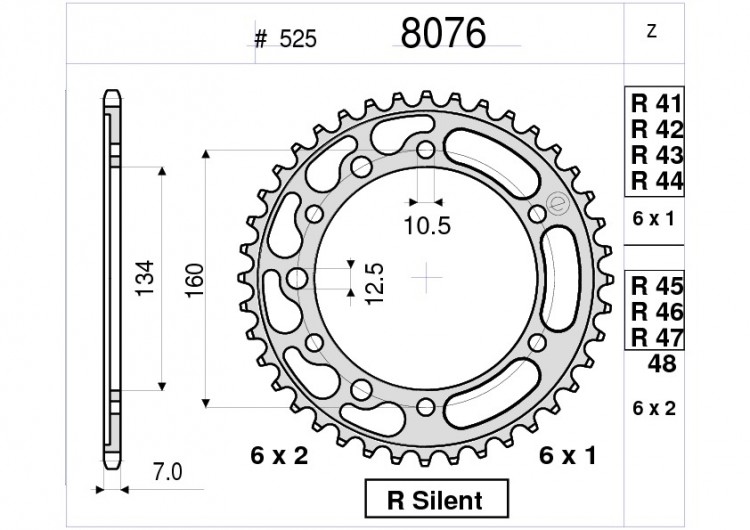 Звезда ведомая Ognibene 8076-R45 (JTR1307.45 / JTR1317.45)